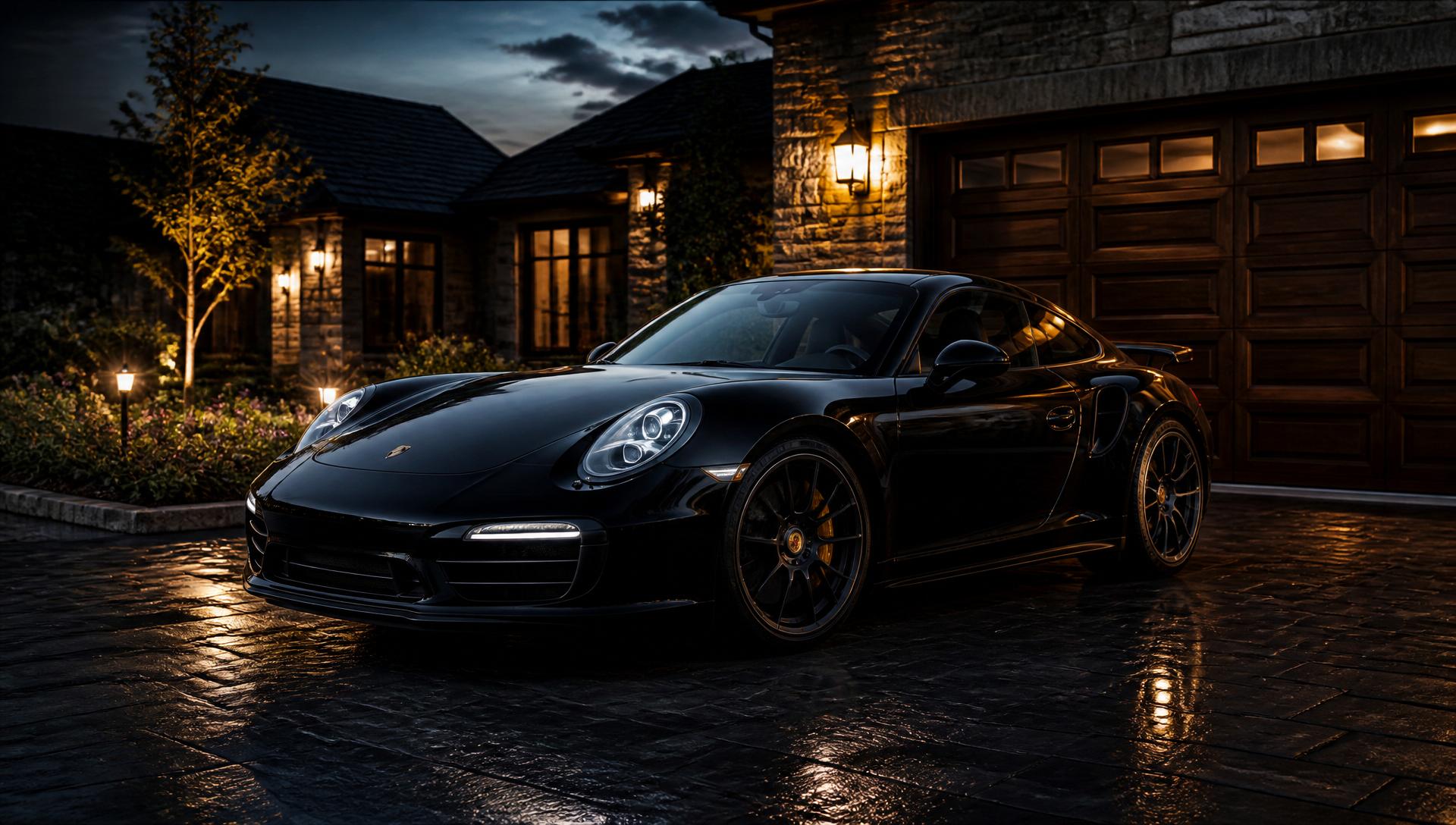 Luxury vehicle in driveway